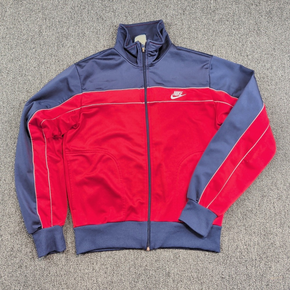 Nike Vintage 80s Track Jacket Large Red Blue Colorblock Retro Sportswear Zip Up